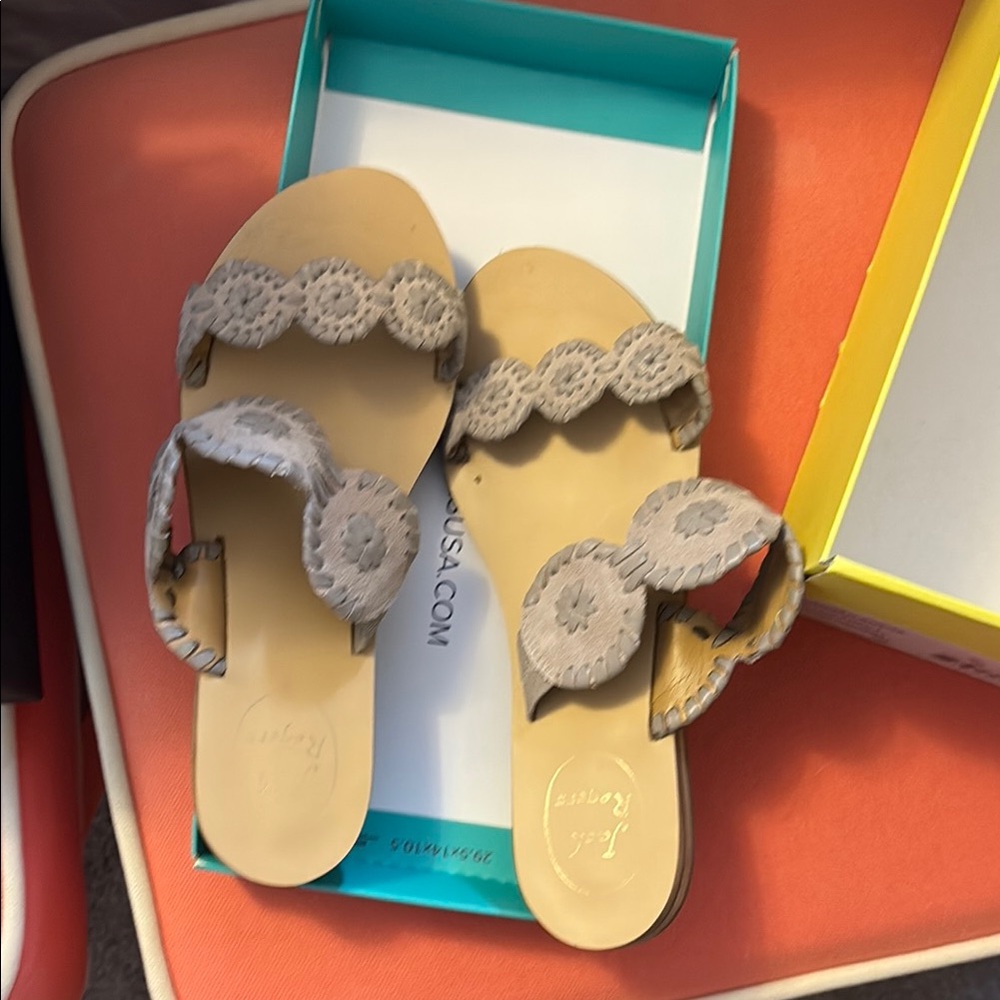 Jack Rogers Women's Beige Scalloped Sandals
